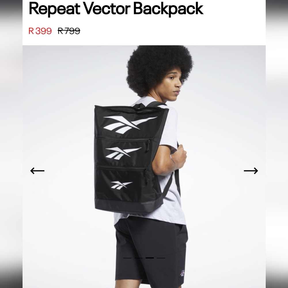 Black Reebok Backpack With Unique Tiered Zipper Pocket Design - Picture 15 of 15